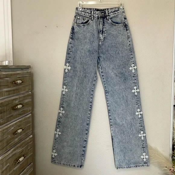 White Fox Boutique Pants Jumpsuits White Fox Cross Jeans